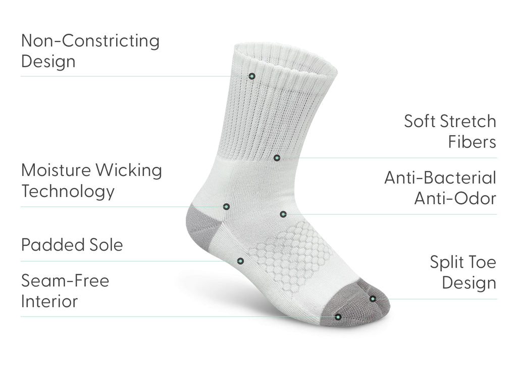 Bunion Relief, Padded Ankle Socks - White